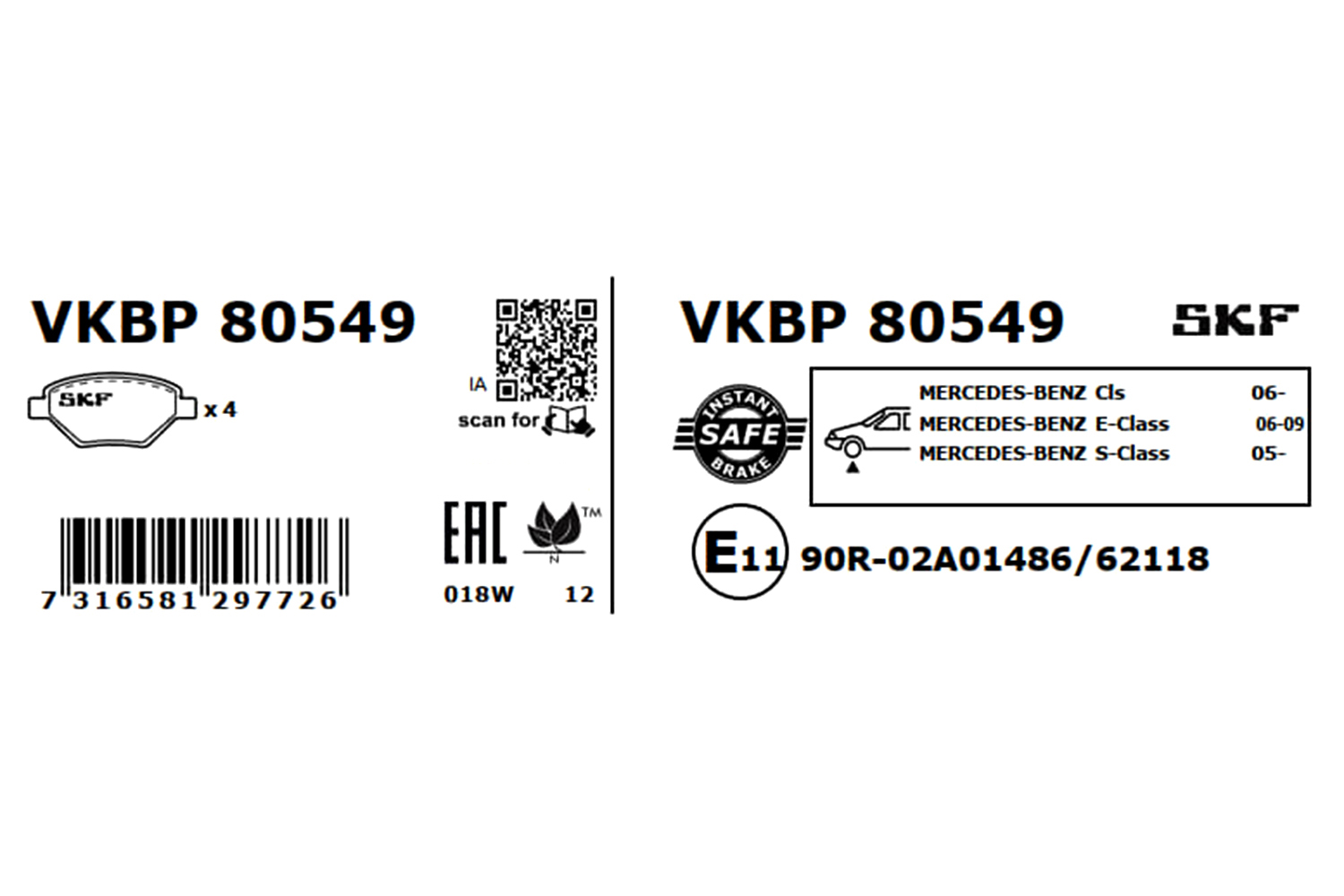Placute frana SKF VKBP80549